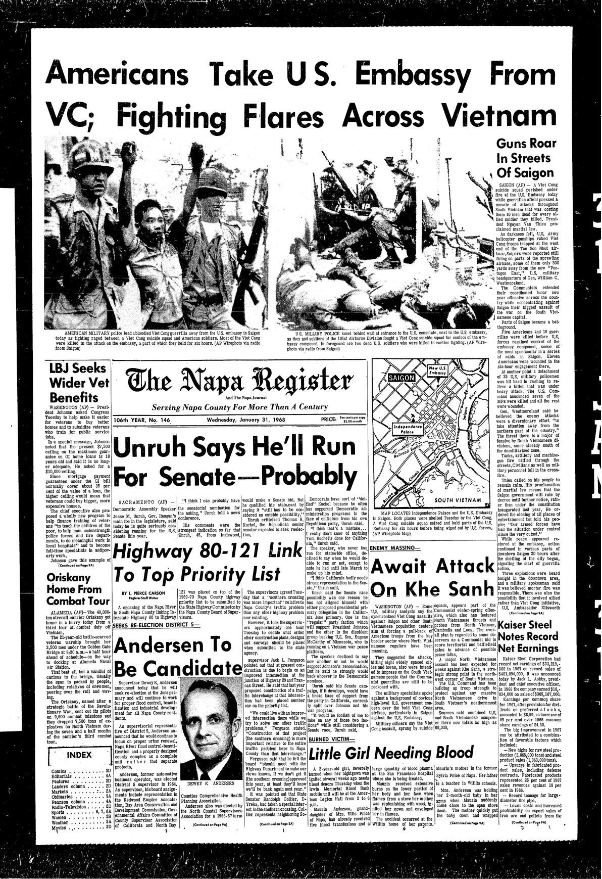 Tet Offensive stuns U.S. forces, Jan. 31, 1968